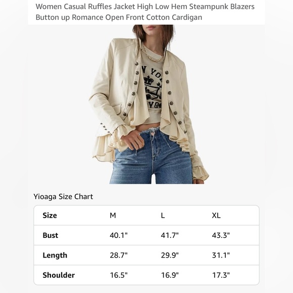 NWT BEIGE DENIM JACKET-S - Picture 11 of 14